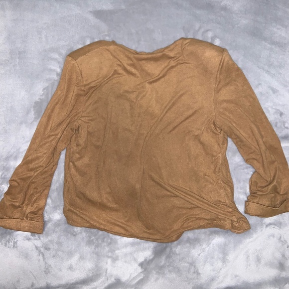 H&M Tan / Brown Faux Suede Open Front Blazer - Picture 7 of 8